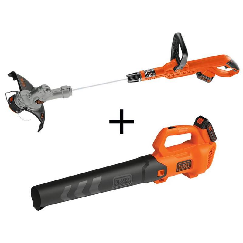 BLACK+DECKER 20V MAX Cordless 2-in-1 String Trimmer/Edger and 90 MPH 320 CFM Leaf Blower with (2) 2Ah Battery & Chargers - LST300WBBL700D1