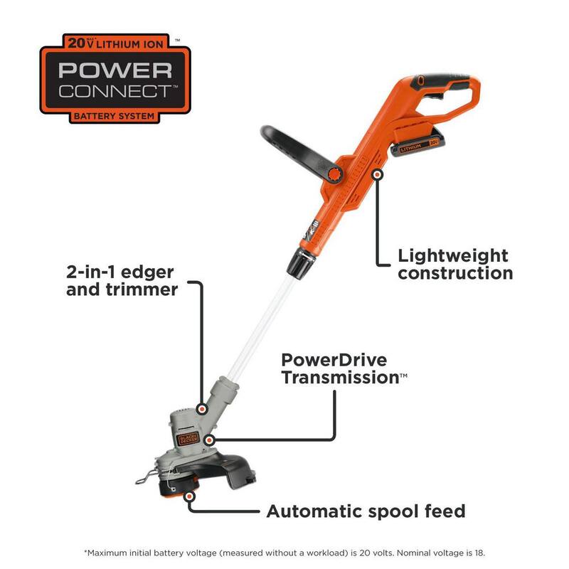 BLACK+DECKER 20V MAX Cordless 2-in-1 String Trimmer/Edger and 90 MPH 320 CFM Leaf Blower with (2) 2Ah Battery & Chargers - LST300WBBL700D1