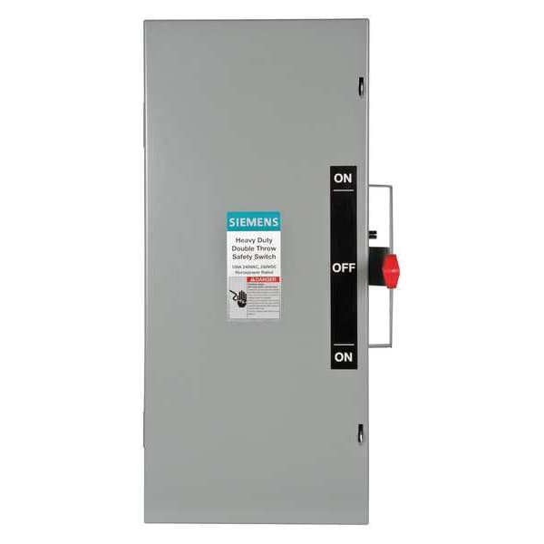 Interruptor de seguridad no fusible Siemens, servicio pesado, 240V AC, 3PST, 100 A, NEMA 1 - DTNF323.