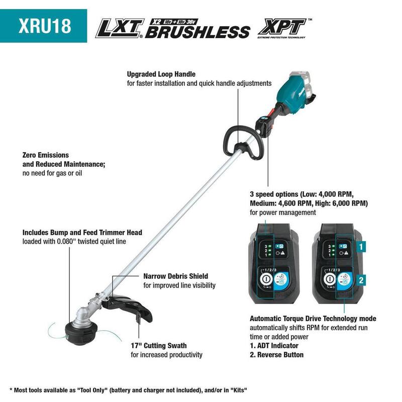 Makita LXT 18V X2 (36V) Lithium-Ion Brushless Cordless String Trimmer (Tool-Only) - XRU18Z