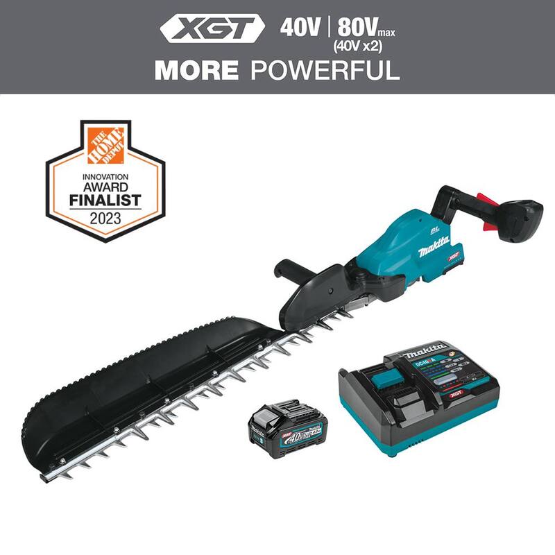 Makita XGT 40V max Brushless Cordless 24 in. Single-Sided Hedge Trimmer Kit (4.0Ah) - GHU04M1