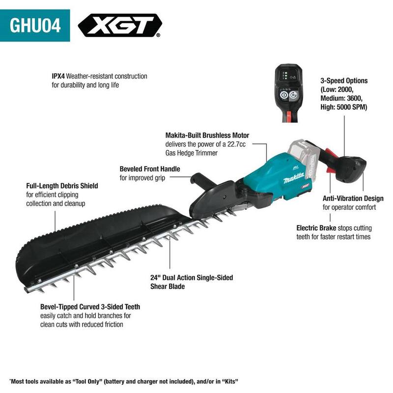 Makita XGT 40V max Brushless Cordless 24 in. Single-Sided Hedge Trimmer (Tool Only) - GHU04Z