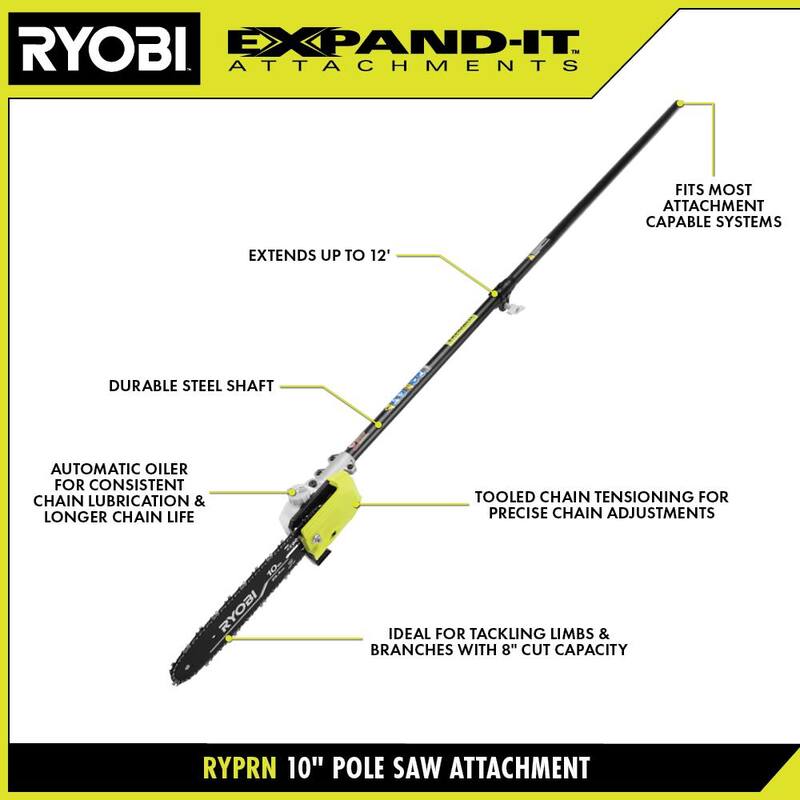 RYOBI 40V HP Brushless 16 in. Cordless Attachment Capable String Trimmer & Pole saw w/4.0 Ah Battery & Charger - RY40HPST01K-RYPRN