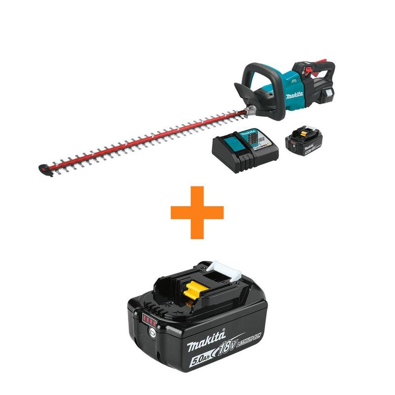 Makita 18V LXT Lithium-Ion Brushless Cordless 30 in. Hedge Trimmer Kit (5.0Ah) with bonus 18V LXT Battery Pack 5.0Ah - XHU08T-BL1850B