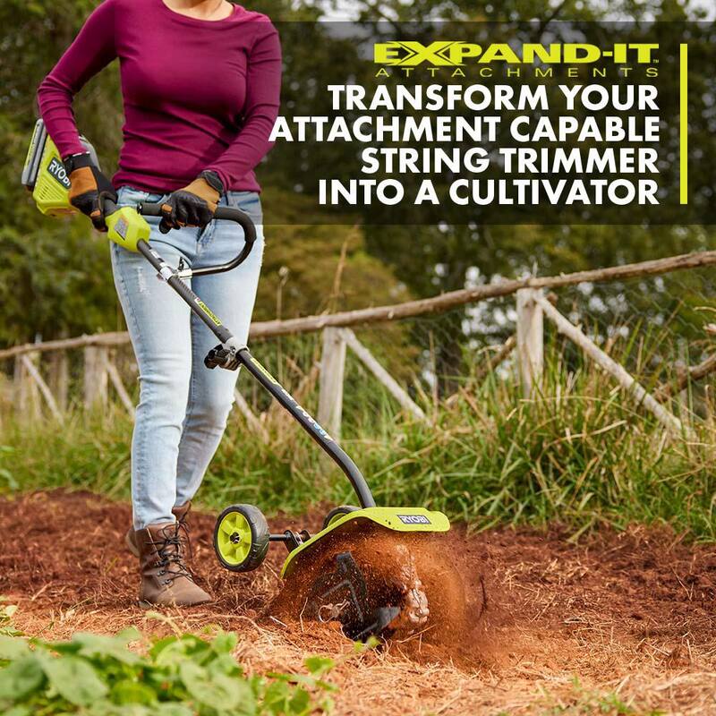 RYOBI 40V HP Brushless 16 in. Cordless Attachment Capable String Trimmer & Tiller w/4.0 Ah Battery & Charger - RY40HPST01K-RYTIL