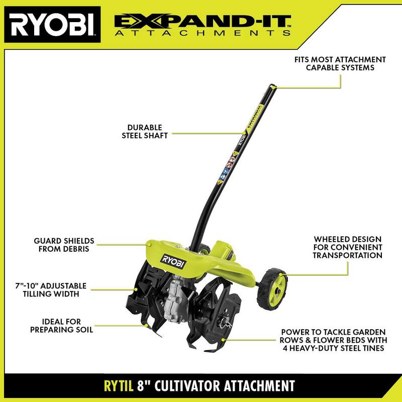 RYOBI 40V HP Brushless 16 in. Cordless Attachment Capable String Trimmer & Tiller w/4.0 Ah Battery & Charger - RY40HPST01K-RYTIL