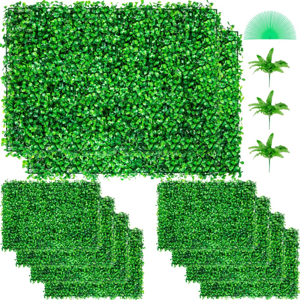 VEVOR Artificial Boxwood Panel UV 10pcs Boxwood Hedge Wall Panels Artificial Grass Backdrop Wall 24X16" 4cm Green Grass Wall Fake Hedge for Decor Privacy Fence Indoor Outdoor Garden Backyard - MLCZWQ10PC24X1601V0