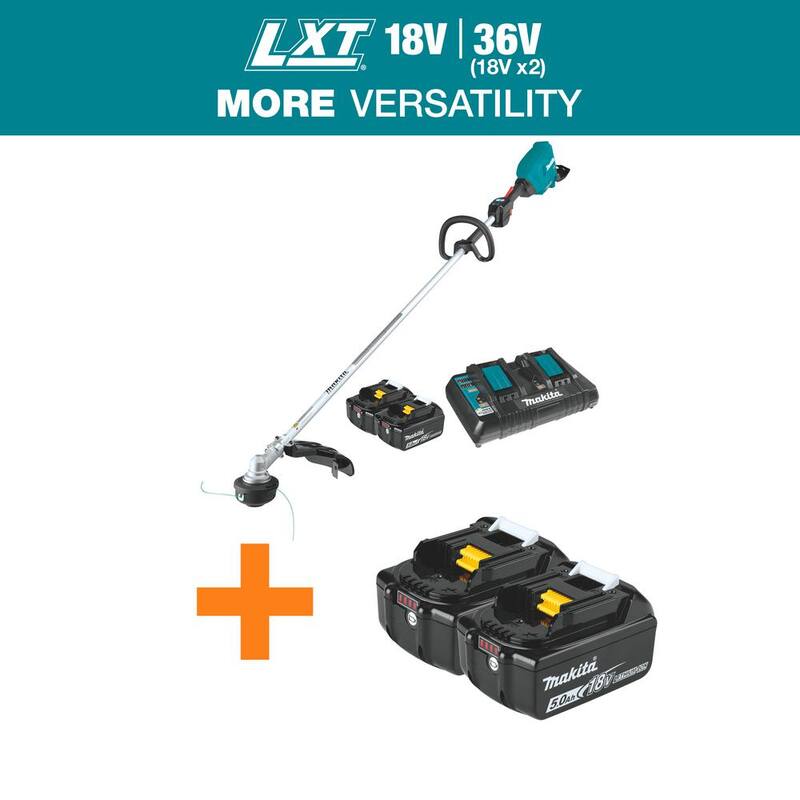 Makita LXT 18V X2 (36V) Lithium-Ion Brushless Cordless String Trimmer Kit (5.0Ah) with LXT 18V 5.0Ah Battery, 2/Pack - XRU18PTBL1850B2