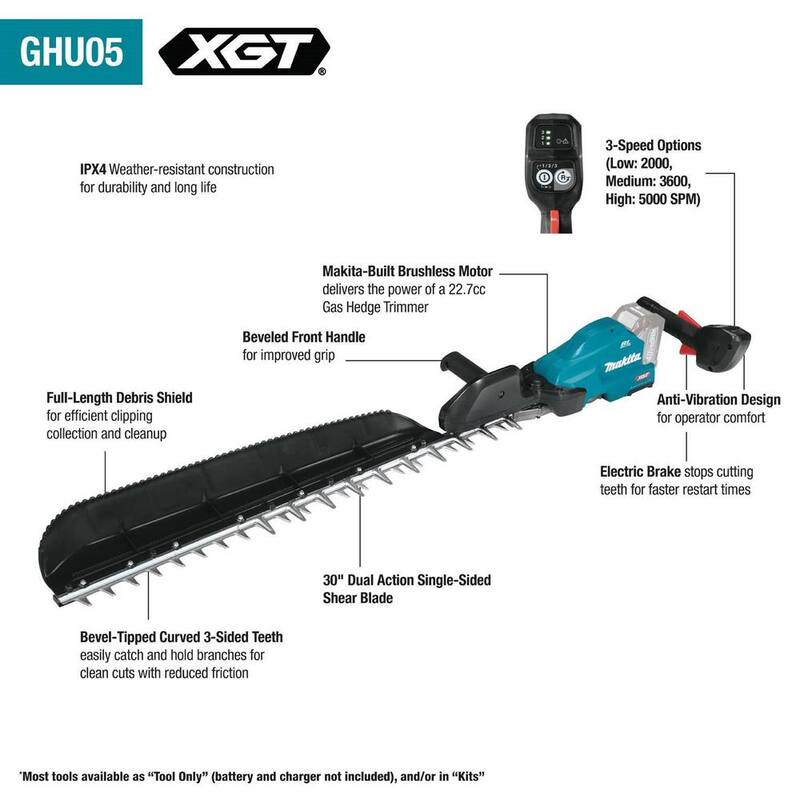 Makita XGT 40V max Brushless Cordless 30 in. Single-Sided Hedge Trimmer (Tool Only) - GHU05Z