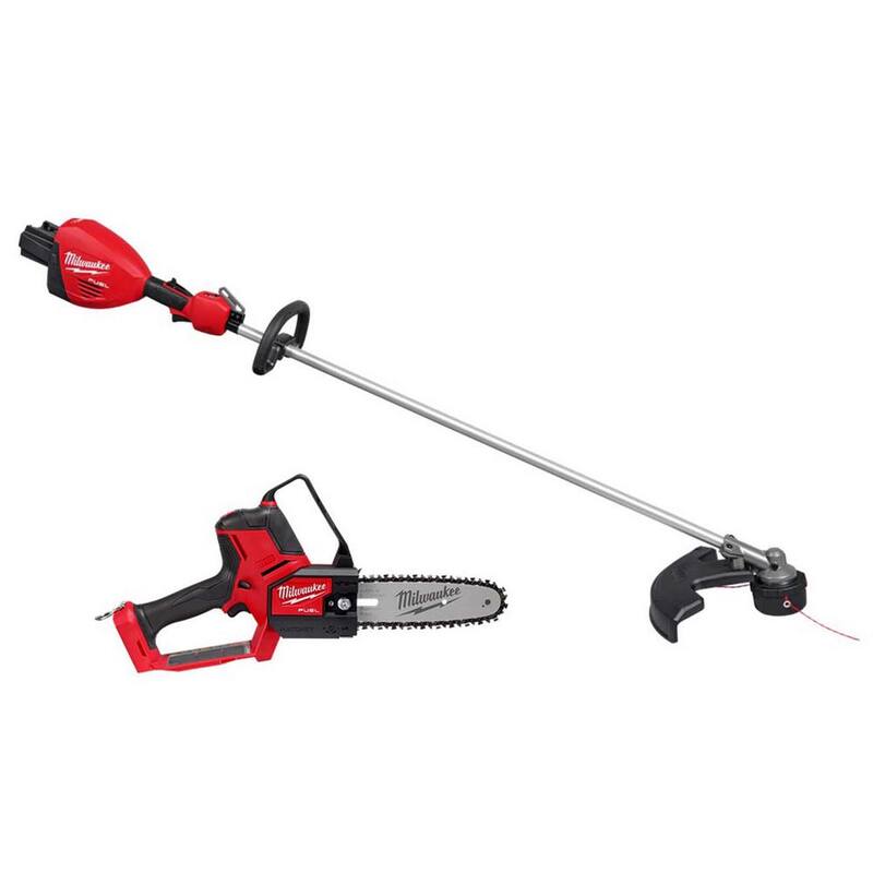 Milwaukee M18 FUEL 18V Brushless Cordless 17 in. Dual Battery Straight Shaft String Trimmer w/8 in. Hatchet Pruning Saw (2-Tool) - 3006-20-3004-20