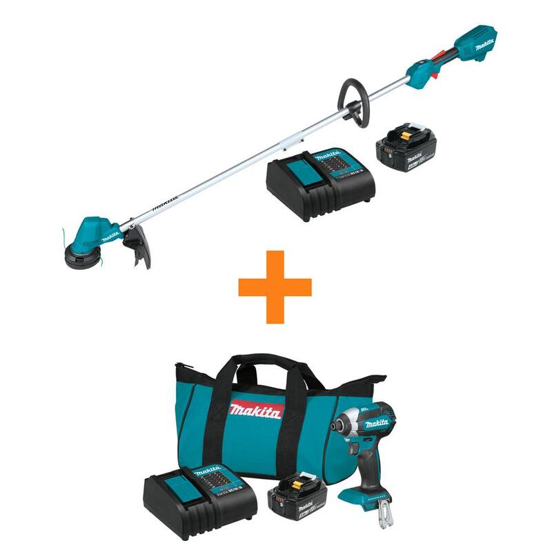 Makita 18V LXT Li-Ion BL Cordless String Trimmer Kit with Bonus 18V LXT Li-Ion BL Cordless Impact Driver Kit (Battery 3.0Ah) - XRU23SM1-XDT131