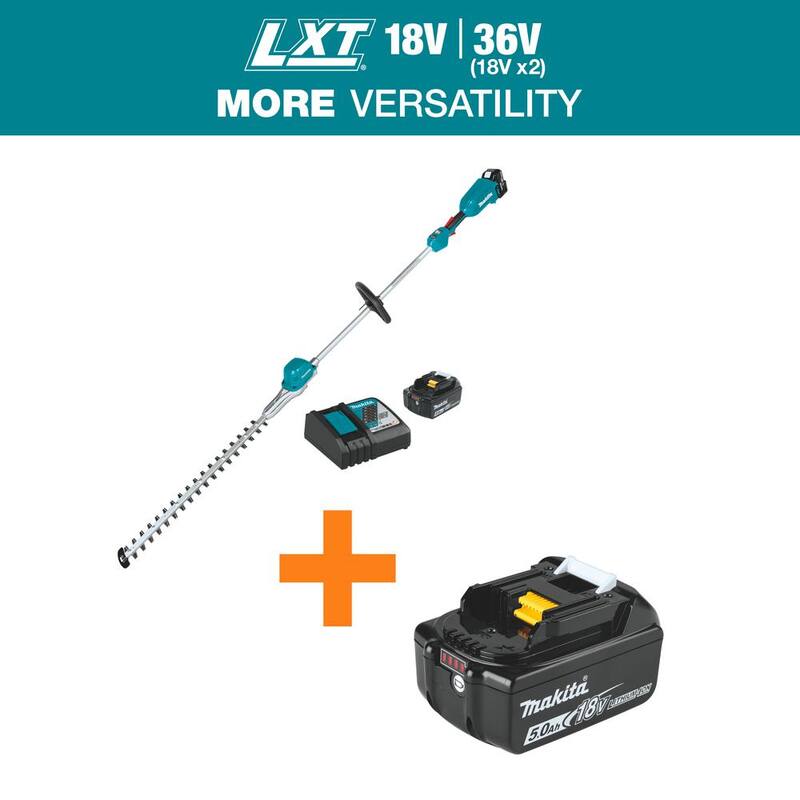 Makita LXT 18V Brushless 24 in. Pole Hedge Trimmer Kit (5.0 Ah) with LXT 18V Lithium-Ion High Capacity Battery Pack 5.0Ah - XNU02T-BL1850B
