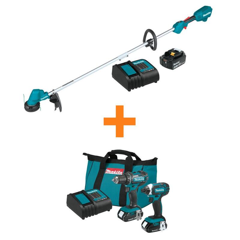 Makita 18V LXT Cordless Li-Ion BL String Trimmer Kit (4.0Ah) w/Bonus LXT Compact Driver-Drill/Impact Driver 2-Piece Combo Kit - XRU23SM1CT25SYX