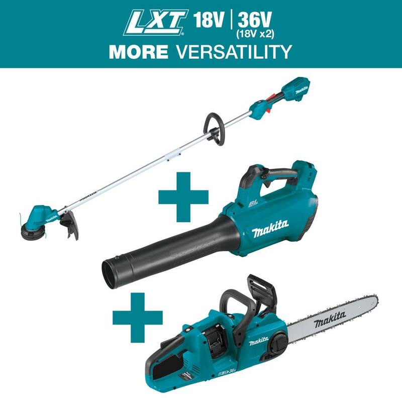 Makita LXT 13 in. 18V Cordless Li-Ion String Trimmer, Tool-Only with 18V Leaf Blower and 18V X2 (36V) Chain Saw (Tools-Only) - XRU23ZXB03ZXC4Z
