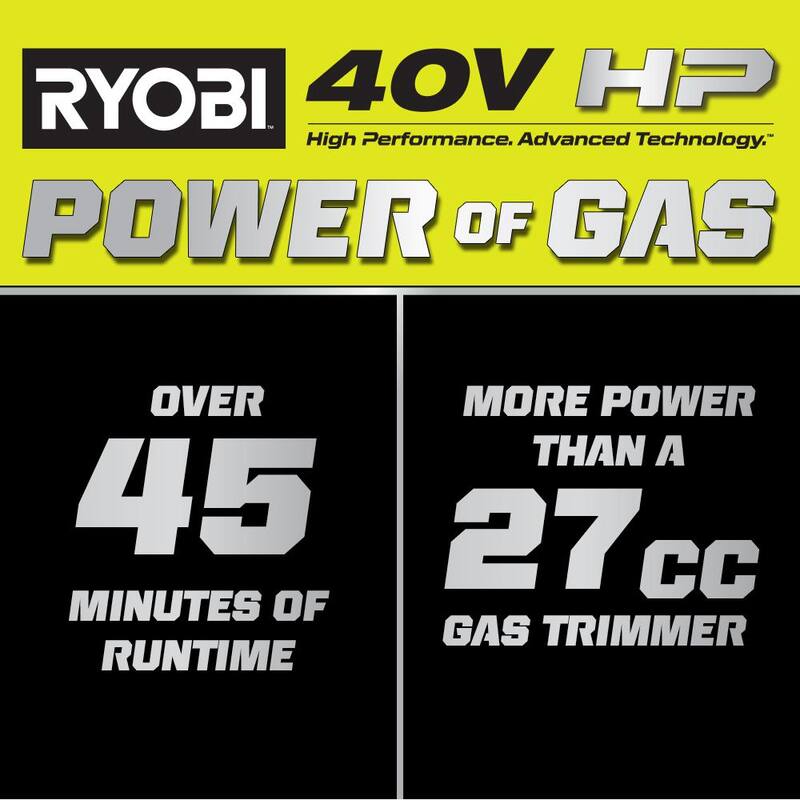 RYOBI 40V HP Brushless 16 in. Cordless Attachment Capable String Trimmer & Gutter Blower w/4.0 Ah Battery & Charger - RY40HPST01K-RYGUT