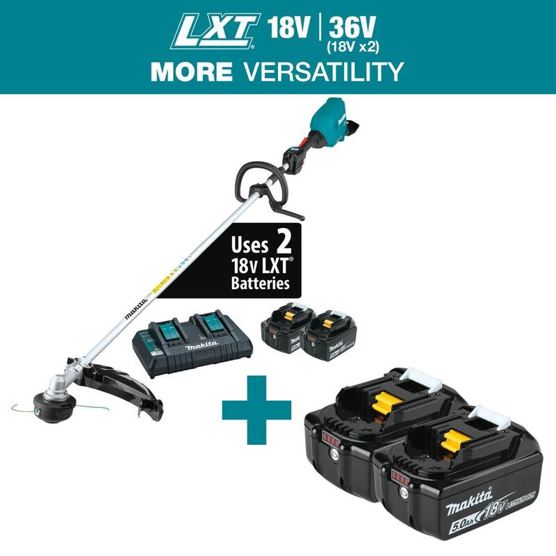 Makita LXT 18V X2 (36V) Lithium-Ion Brushless Cordless String Trimmer Kit (5.0 Ah) with LXT 18V Battery 5.0 Ah (2-Pack) - XRU17PT-BL18502