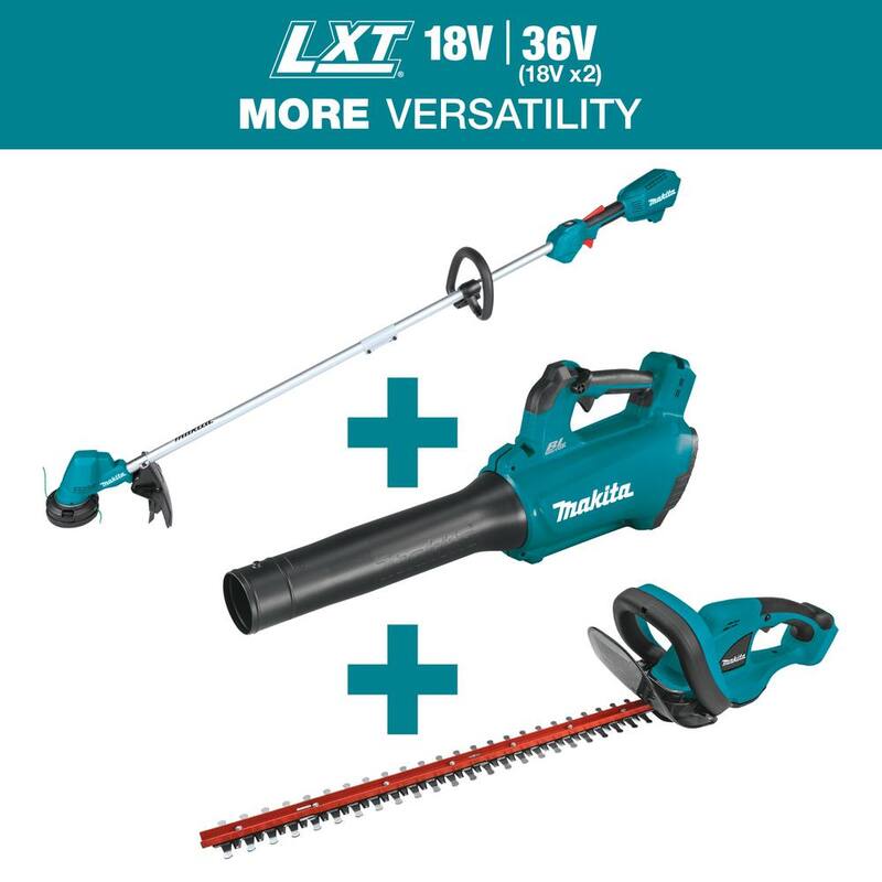 Makita LXT 18V Cordless 13 in. String Trimmer, Tool-Only with LXT Leaf Blower and 22 in. LXT Hedge Trimmer (Tools-Only) - XRU23ZXB03ZXH2Z