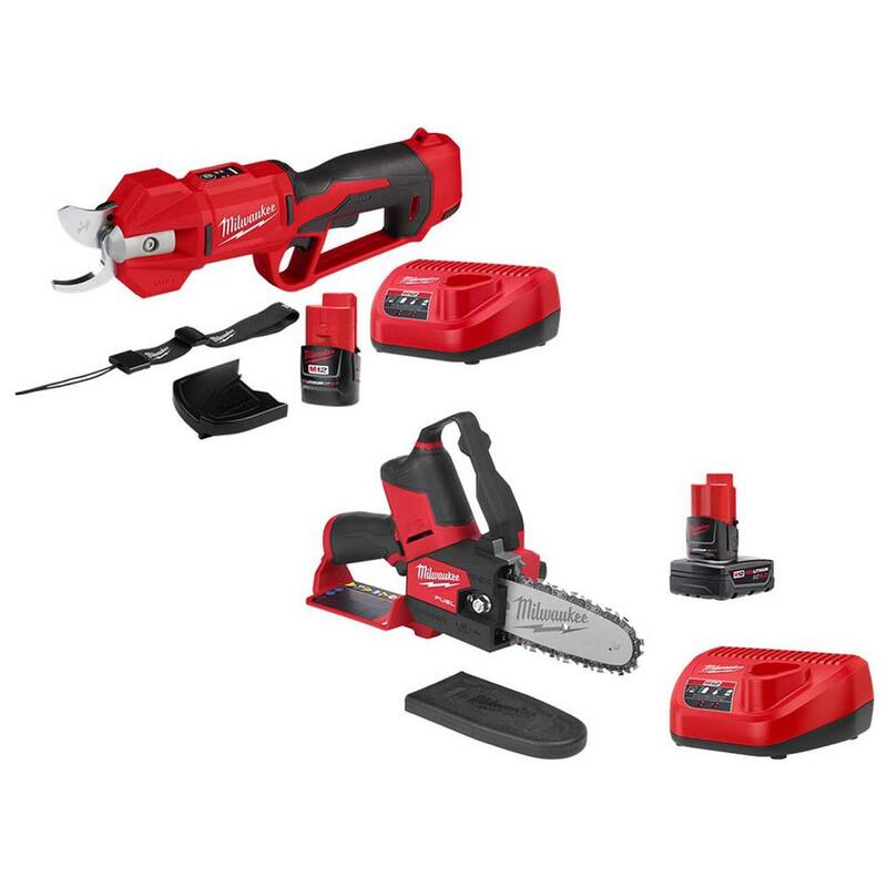 Milwaukee M12 FUEL 12V Brushless Cordless Brushless Cordless Pruner w/M12 6 in. Pruning Saw, 4.0 Ah & 2.0 Ah Battery, Charger - 2534-21-2527-21