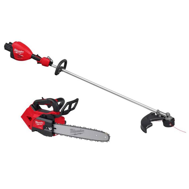 Milwaukee M18 FUEL 18V Brushless Cordless 17 in. Dual Battery Straight Shaft String Trimmer w/14 in. Top Handle Chainsaw (2-Tool) - 3006-20-2826-20T