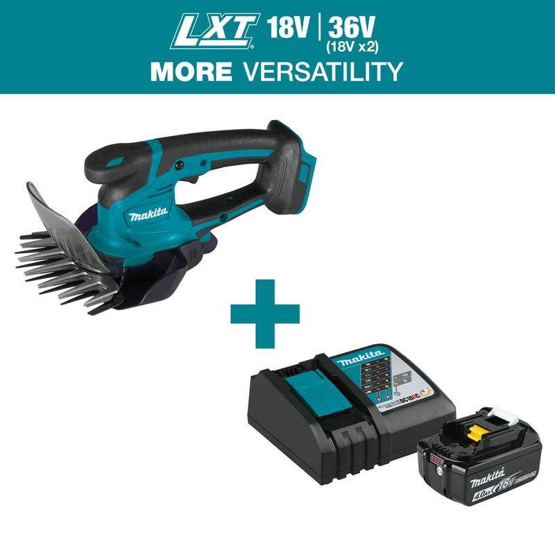Makita LXT 18V Lithium-Ion Cordless Grass Shear with 18V 4.0Ah LXT Lithium-Ion Battery and Charger Starter Pack - XMU04ZBL1840BD1