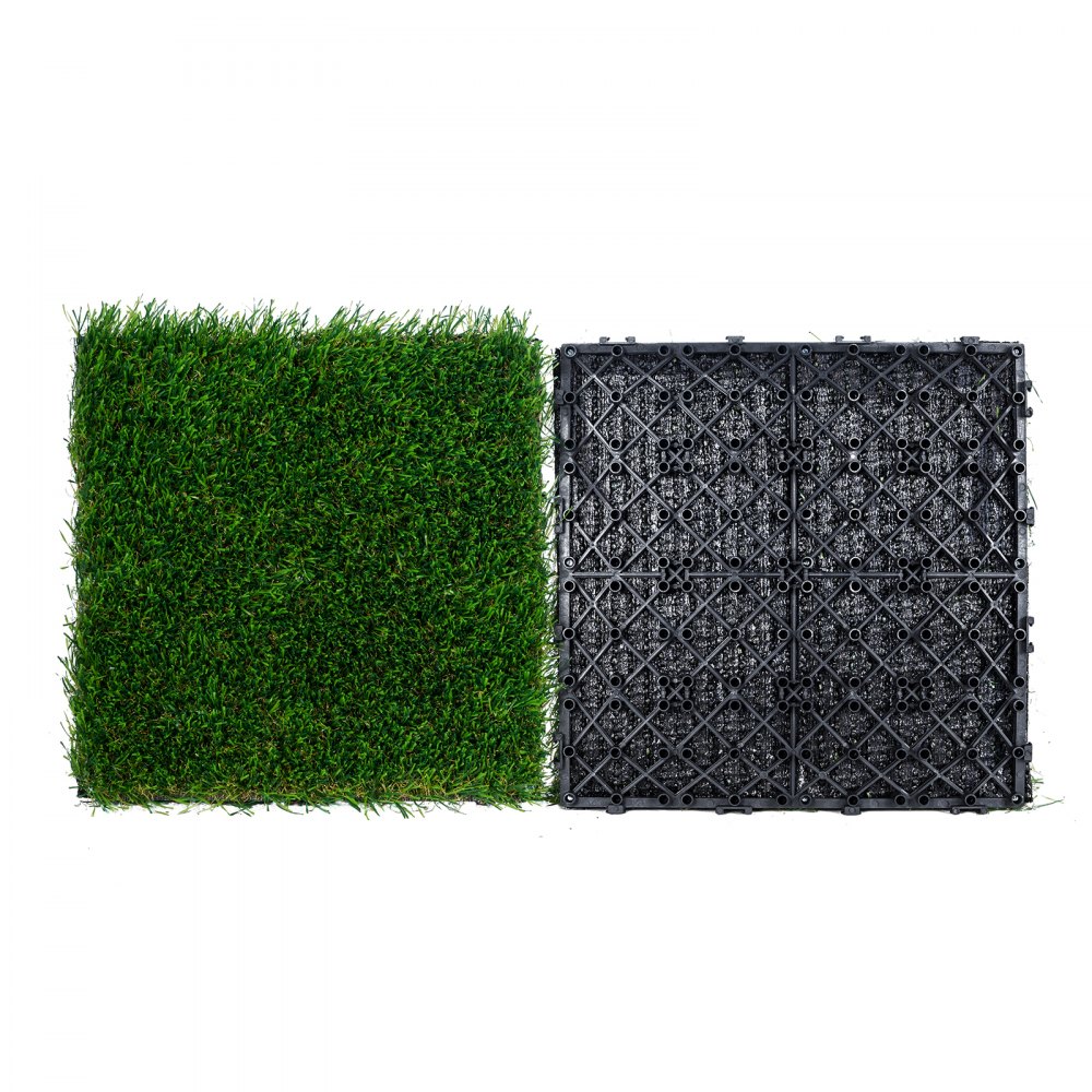 VEVOR Artifical Grass Tiles Interlocking Turf Deck Set, 9 Pack - 12"x12", Synthetic Fake Grass Self-draining Mat Flooring Decor Pad, Perfect For Multi-Purpose Indoor Outdoor Entryway Scraper Dog Mats - RZCP9PCS12X1HFHQYV0