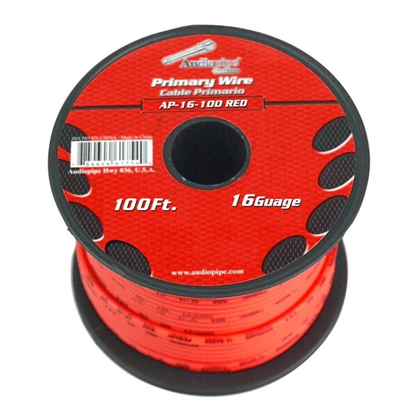 Audiopipe Audiopipe AP16100RD 100 ft. 16 Gauge Primary wire; Red - AP16100RD