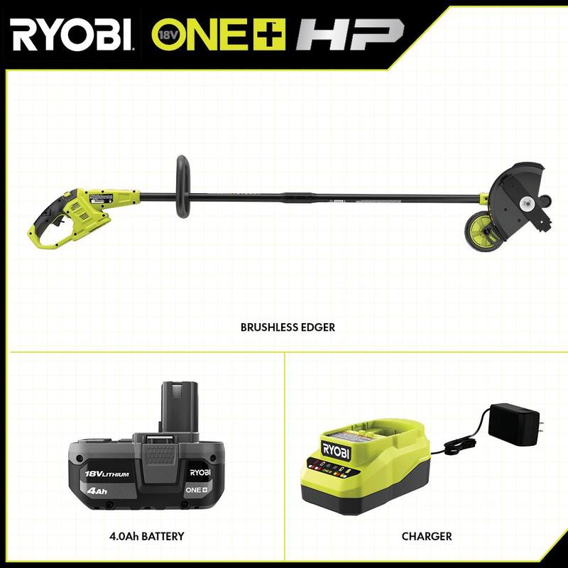RYOBI ONE+ HP 18V Brushless Edger with 3 Extra Edger Blades, 4.0 Ah Battery, and Charger - P2312-AC3
