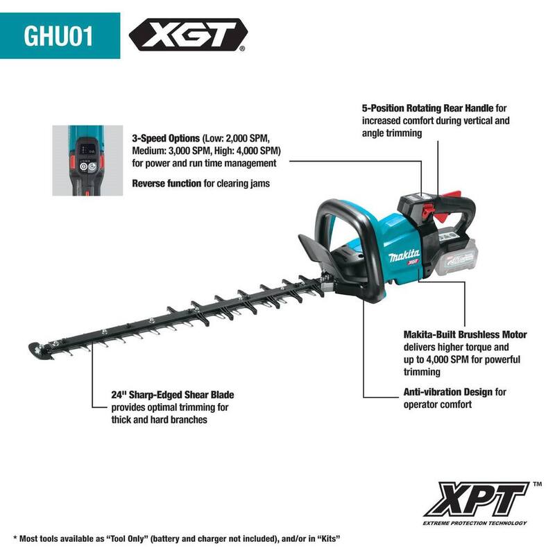 Makita XGT 40V max Brushless Cordless 24 in. Rough Cut Hedge Trimmer (Tool Only) - GHU01Z
