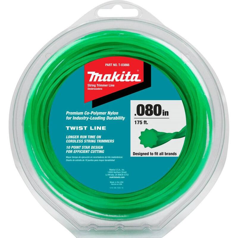 Makita 18-Volt X2 (36V) LXT Lithium-Ion Brushless Cordless String Trimmer (Tool Only) with Twisted Trimmer Line, 0.080", 175' - XRU15Z-T-03866