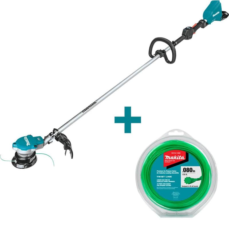 Makita 18-Volt X2 (36V) LXT Lithium-Ion Brushless Cordless String Trimmer (Tool Only) with Twisted Trimmer Line, 0.080", 175' - XRU15Z-T-03866
