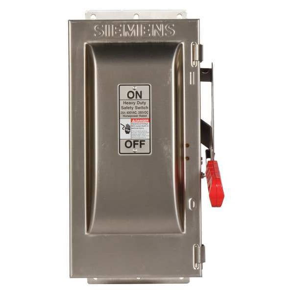 Interruptor de seguridad Siemens sin fusible, uso pesado, 600V CA, 3PST, 30 A, NEMA 4 - HNF361SS