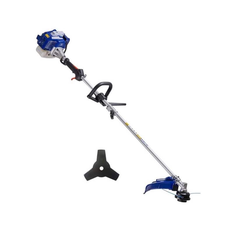 WILD BADGER POWER 26 cc 2-Stroke 2-in-1 Gas Full Crank Straight Shaft Grass Trimmer with Brush Cutter Blade and Bonus Harness - WB26BCI