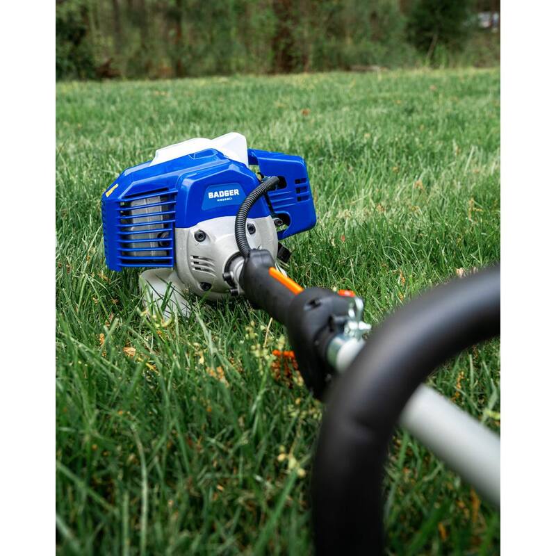 WILD BADGER POWER 26 cc 2-Stroke 2-in-1 Gas Full Crank Straight Shaft Grass Trimmer with Brush Cutter Blade and Bonus Harness - WB26BCI