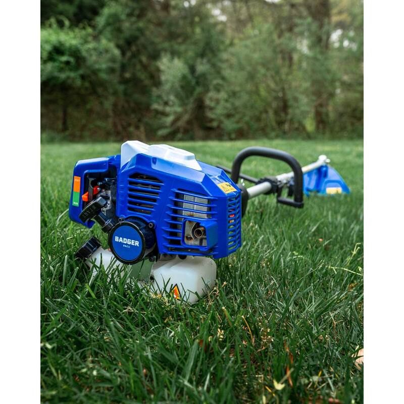 WILD BADGER POWER 26 cc 2-Stroke 2-in-1 Gas Full Crank Straight Shaft Grass Trimmer with Brush Cutter Blade and Bonus Harness - WB26BCI