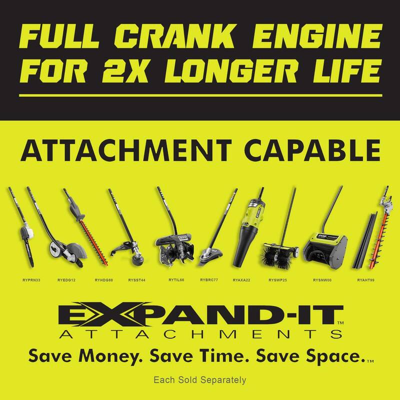 RYOBI 25 cc 2-Stroke Attachment Capable Full Crank Straight Gas Shaft String Trimmer - RY253SS