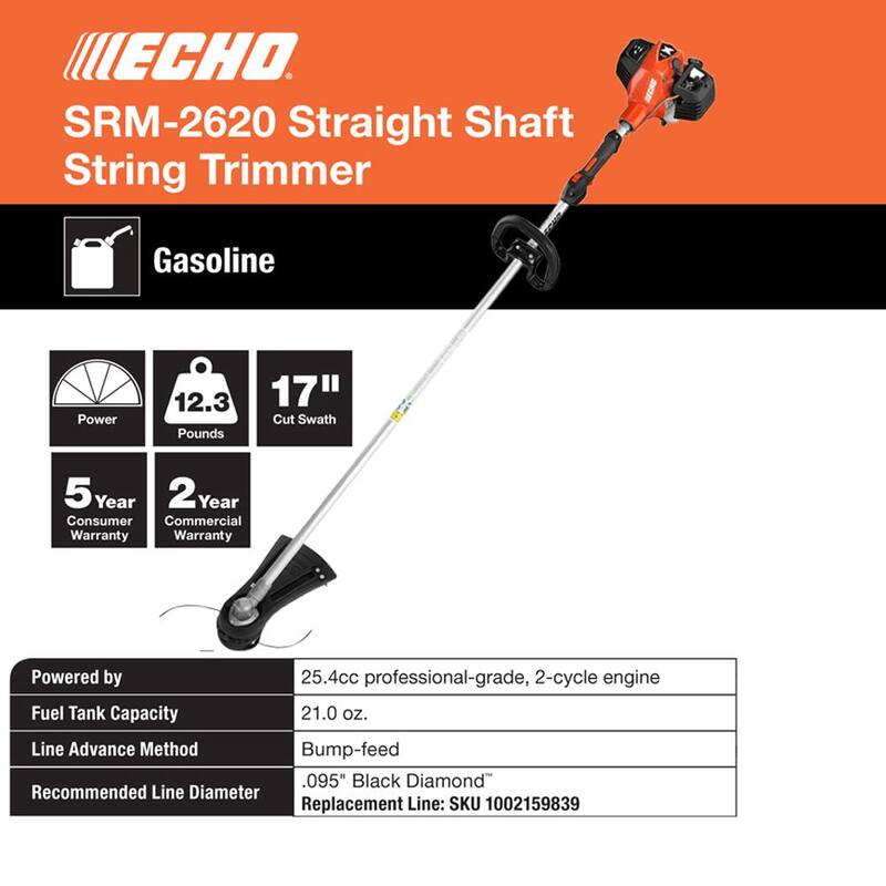 ECHO 25.4 cc Gas 2-Stroke X Series Straight Shaft String Trimmer - SRM-2620AA