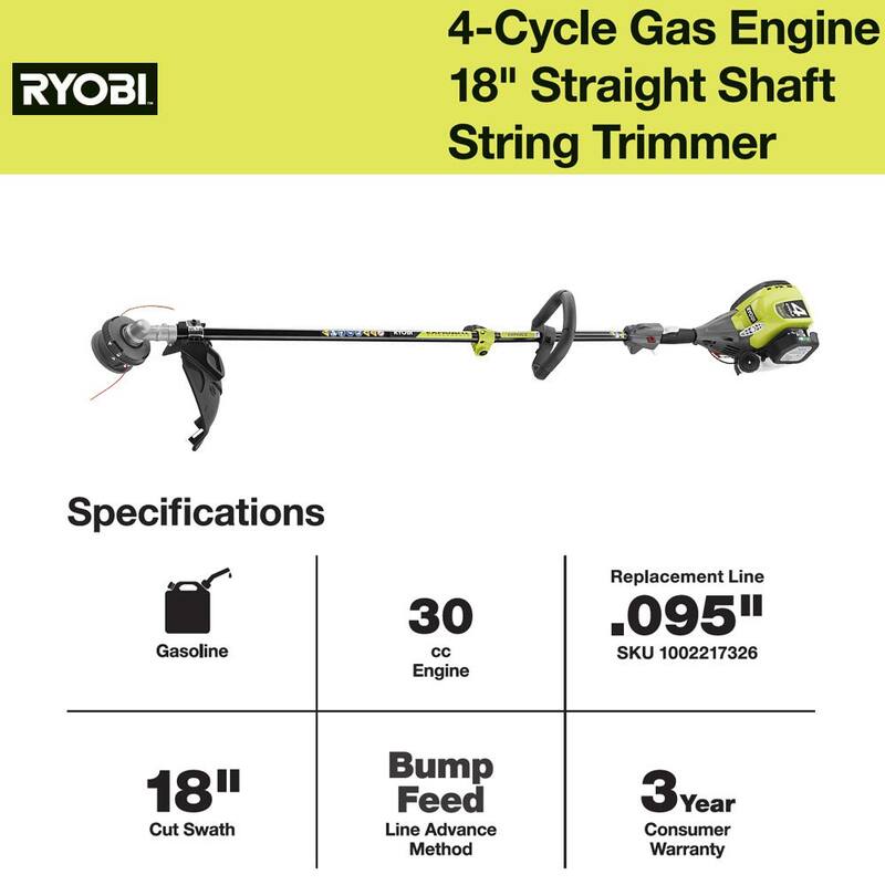 RYOBI 4-Stroke 30 cc Attachment Capable Straight Shaft Gas Trimmer - RY4CSS