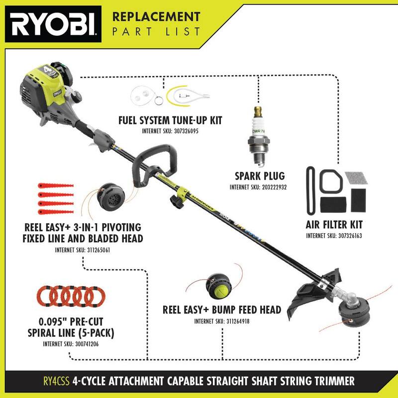 RYOBI 4-Stroke 30 cc Attachment Capable Straight Shaft Gas Trimmer - RY4CSS