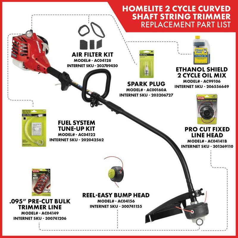 Homelite 2-Stroke 26 cc Curved Shaft Gas Trimmer - UT26CSL3VNM