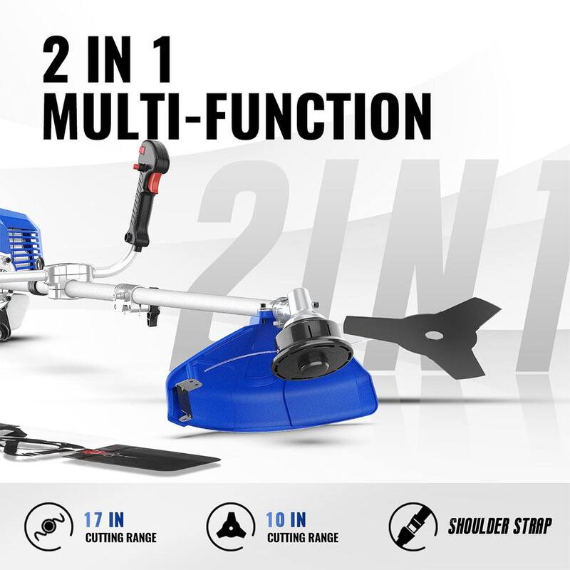 WILD BADGER POWER 52 cc Gas 2-Stroke 2-in-1 Brush Cutter and String Hand Held Trimmer - WBP52BCI