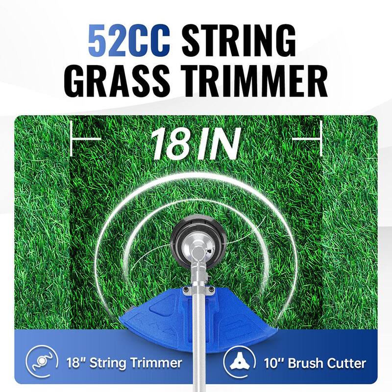 WILD BADGER POWER 52 cc Gas 2-Stroke 2-in-1 Brush Cutter and String Hand Held Trimmer - WBP52BCI