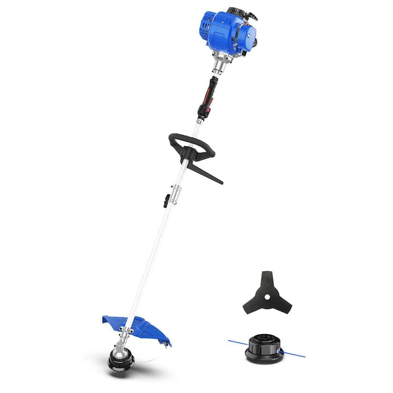 WILD BADGER POWER 31 cc Gas 4-Stroke 2-in-1 Straight Shaft Grass Hand Held Trimmer with Brush Cutter Blade and Bonus Harness - WBP31BCF