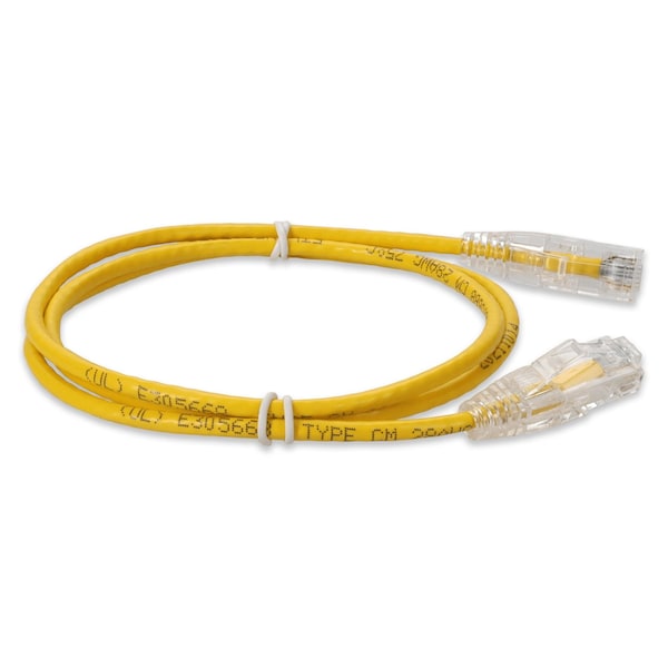 Add-On 7FT RJ-45 MALE TO RJ-45 MALE CAT6A STRAIGHT BOOTED, SNAGLESS YELLOW SL - ADD-7FSLCAT6A-YW