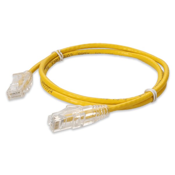 Add-On 7FT RJ-45 MALE TO RJ-45 MALE CAT6A STRAIGHT BOOTED, SNAGLESS YELLOW SL - ADD-7FSLCAT6A-YW