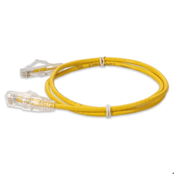 Add-On 7FT RJ-45 MALE TO RJ-45 MALE CAT6A STRAIGHT BOOTED, SNAGLESS YELLOW SL - ADD-7FSLCAT6A-YW