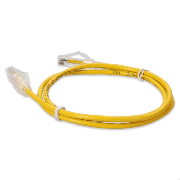 Add-On 7FT RJ-45 MALE TO RJ-45 MALE CAT6A STRAIGHT BOOTED, SNAGLESS YELLOW SL - ADD-7FSLCAT6A-YW