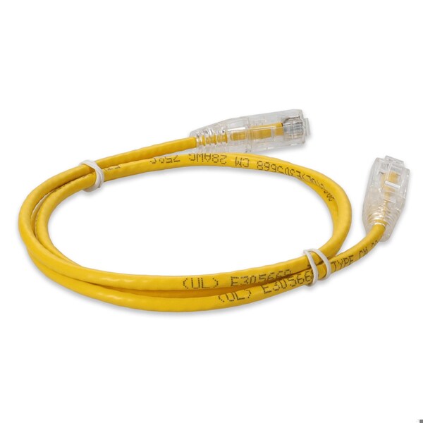 Add-On 7FT RJ-45 MALE TO RJ-45 MALE CAT6A STRAIGHT BOOTED, SNAGLESS YELLOW SL - ADD-7FSLCAT6A-YW