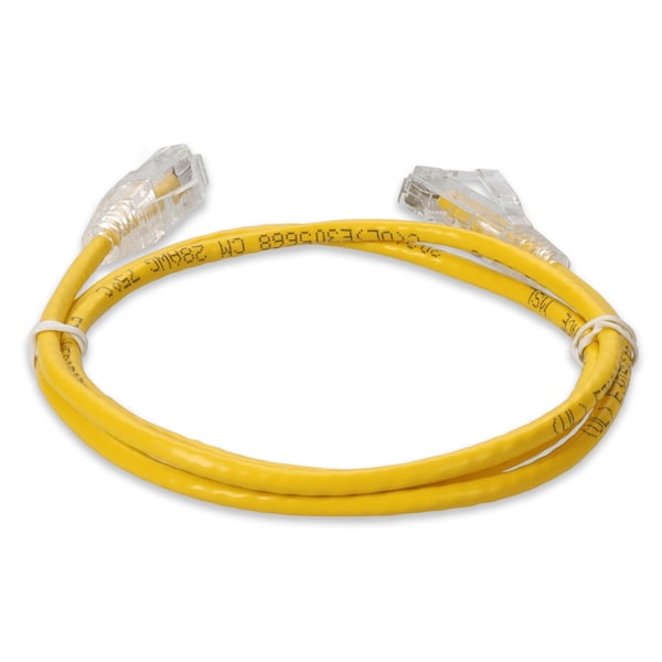 Add-On 7FT RJ-45 MALE TO RJ-45 MALE CAT6A STRAIGHT BOOTED, SNAGLESS YELLOW SL - ADD-7FSLCAT6A-YW