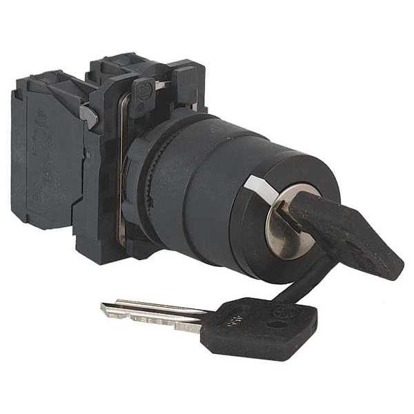 Interruptor Selector no Iluminado Schneider Electric, 22mm, 3 Posiciones, con Llave - XB5AG33