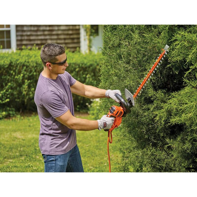BLACK+DECKER 20 in. 3.8 AMP Corded Dual Action Electric Hedge Trimmer with Saw Blade Tip - BEHTS300